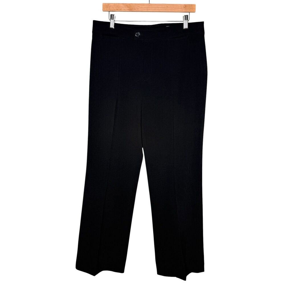 NYDJ Trouser Pants Size 12 Black Straight Leg High Rise Stretch Career Office